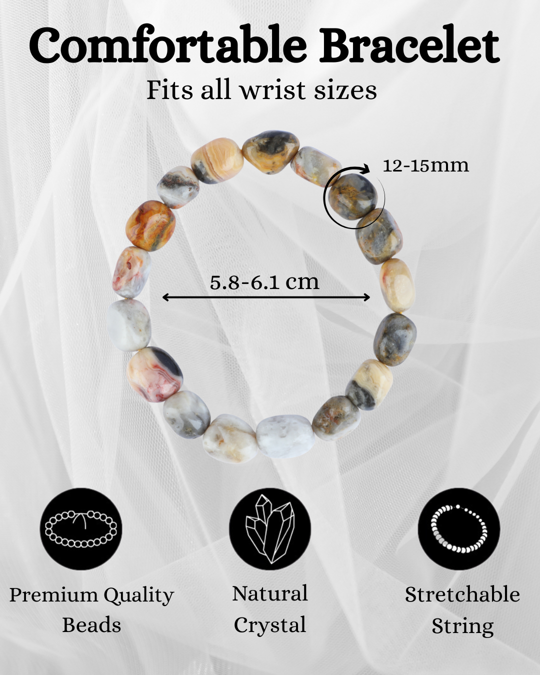 Crazy Lace Agate Tumbled Bracelet - AEORA ROCKS INDIA -Healing Crystals superstore
