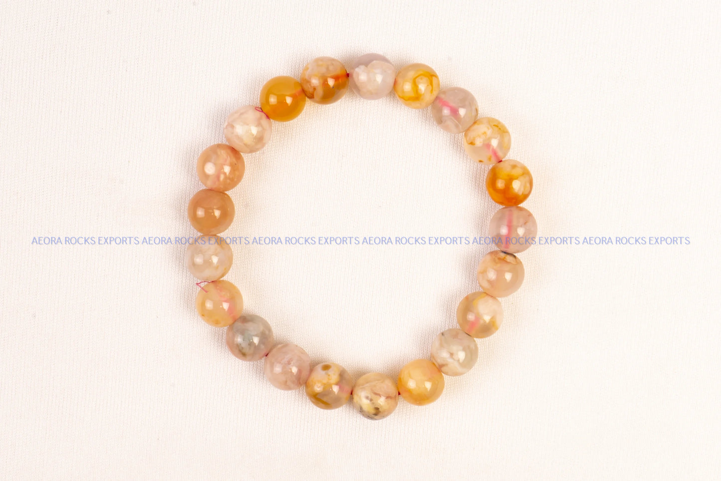 Flower Agate Bead Bracelet