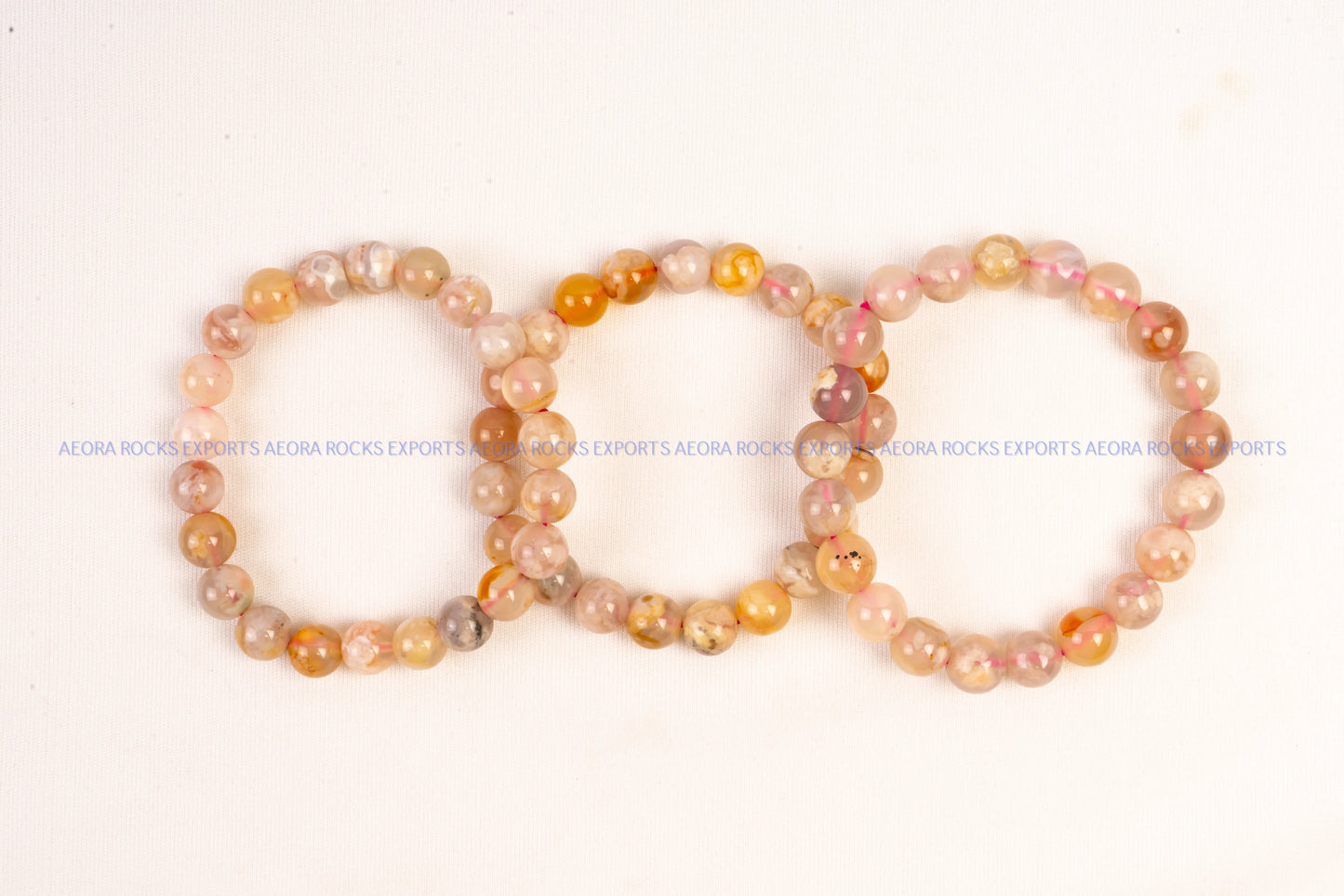 Flower Agate Bead Bracelet