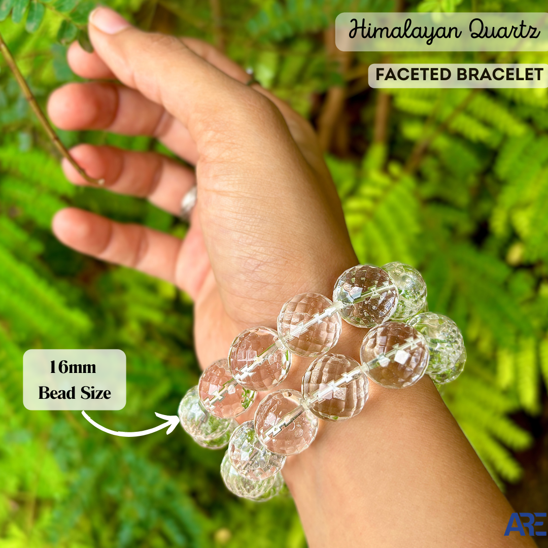 Himalayan Quartz 16mm Faceted Bead Bracelet