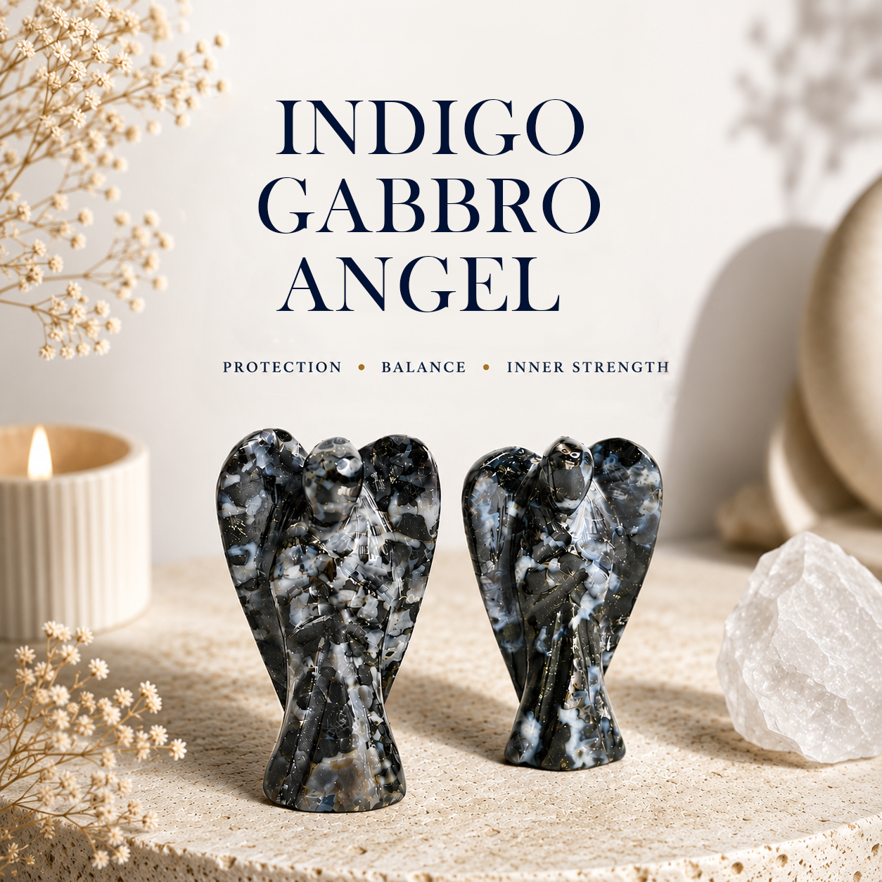 Indigo Gabbro Angel – Protection, Balance & Inner Strength