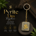 Pyrite OM Keychain Aeora Rocks - AEORA ROCKS INDIA -Healing Crystals superstore