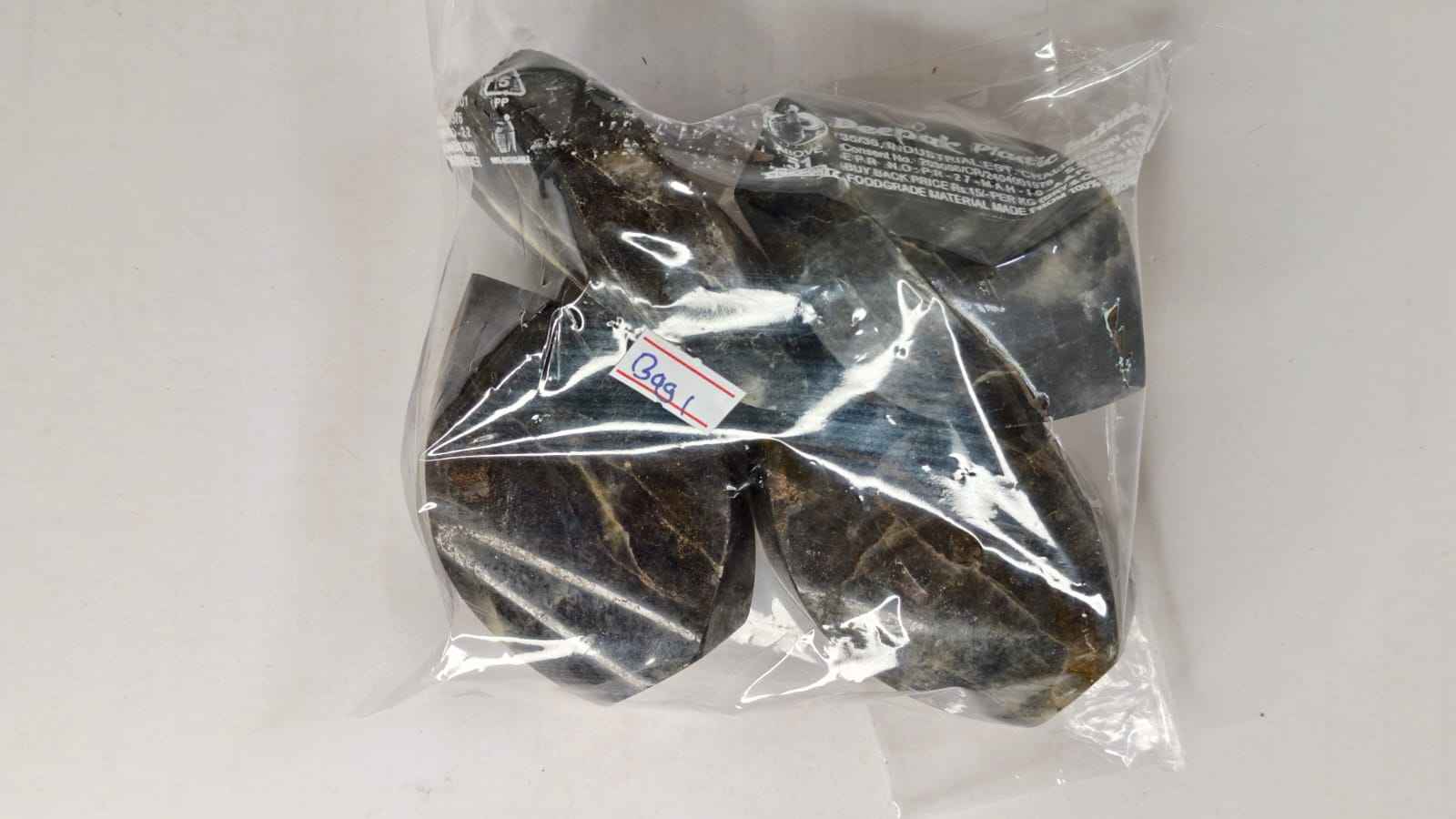 LARVIKITE FLAME FREEFORM STONES-1KG -BAG 1 -4PCS