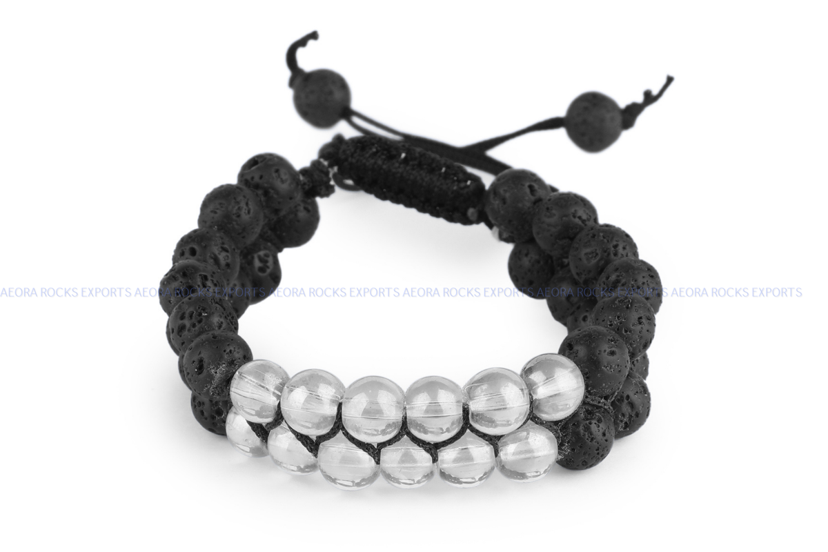 Aura & Lava Combination String Bracelet in India - Aeora Rocks - AEORA ROCKS INDIA -Healing Crystals superstore