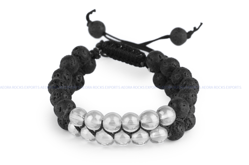 Aura & Lava Combination String Bracelet in India - Aeora Rocks - AEORA ROCKS INDIA -Healing Crystals superstore