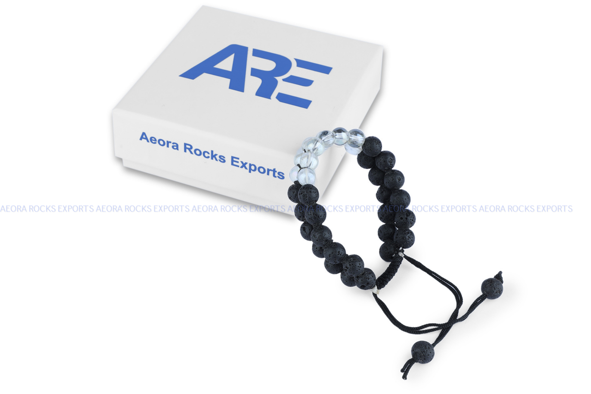 Aura & Lava Combination String Bracelet in India - Aeora Rocks - AEORA ROCKS INDIA -Healing Crystals superstore