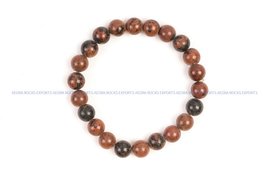 Mahogany Obsidian Bead Bracelet