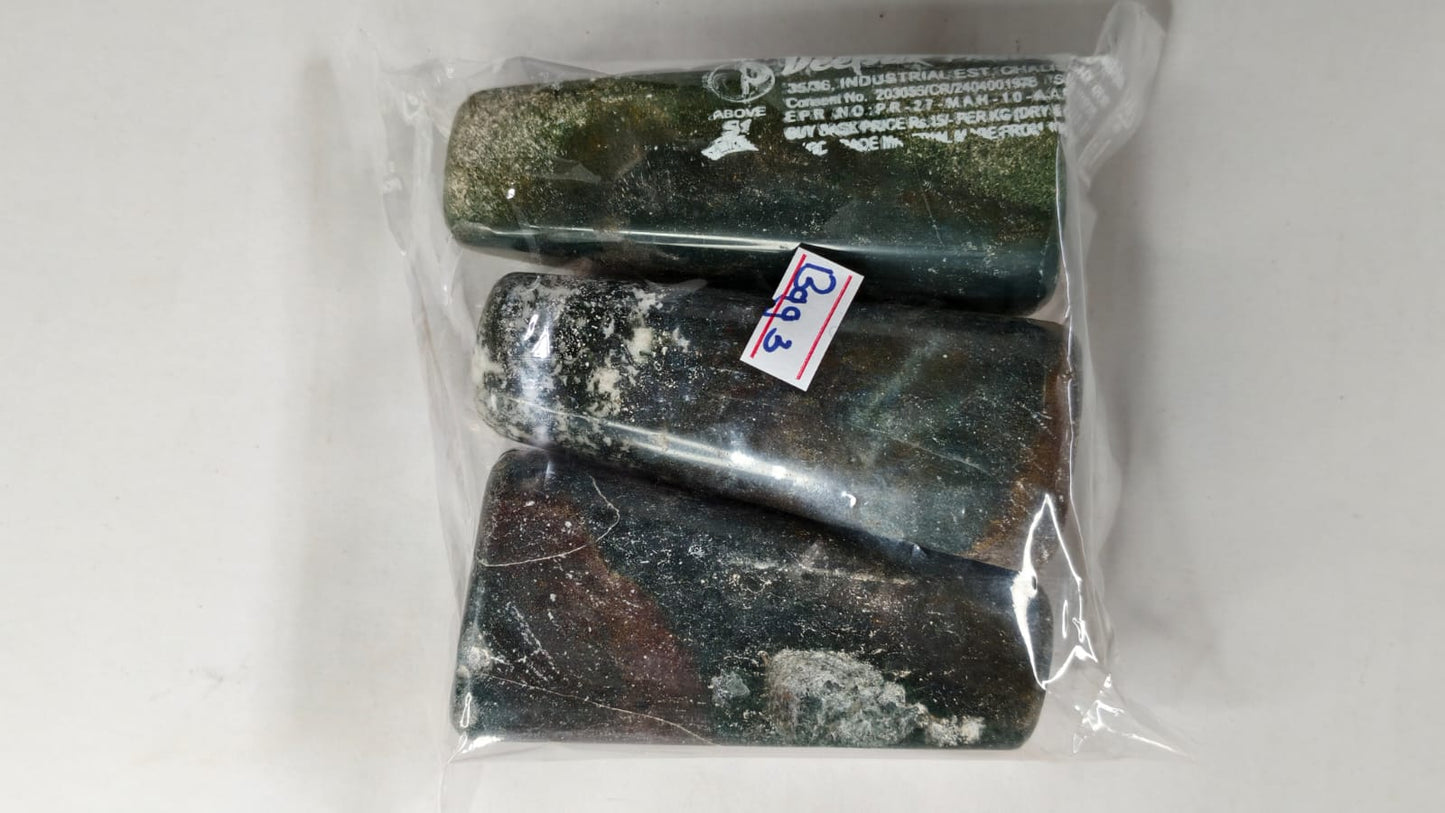 MOSS AGATE FREEFORM STONES - 1 KG - BAG 3 - 3PCS