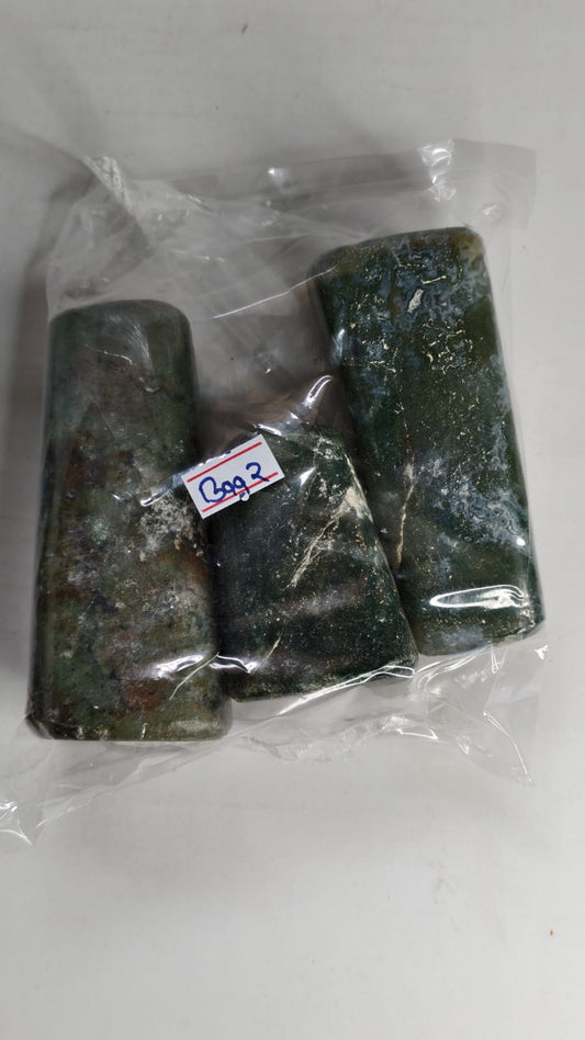 MOSS AGATE FREEFORM STONES - 1 KG - BAG 2 - 3PCS