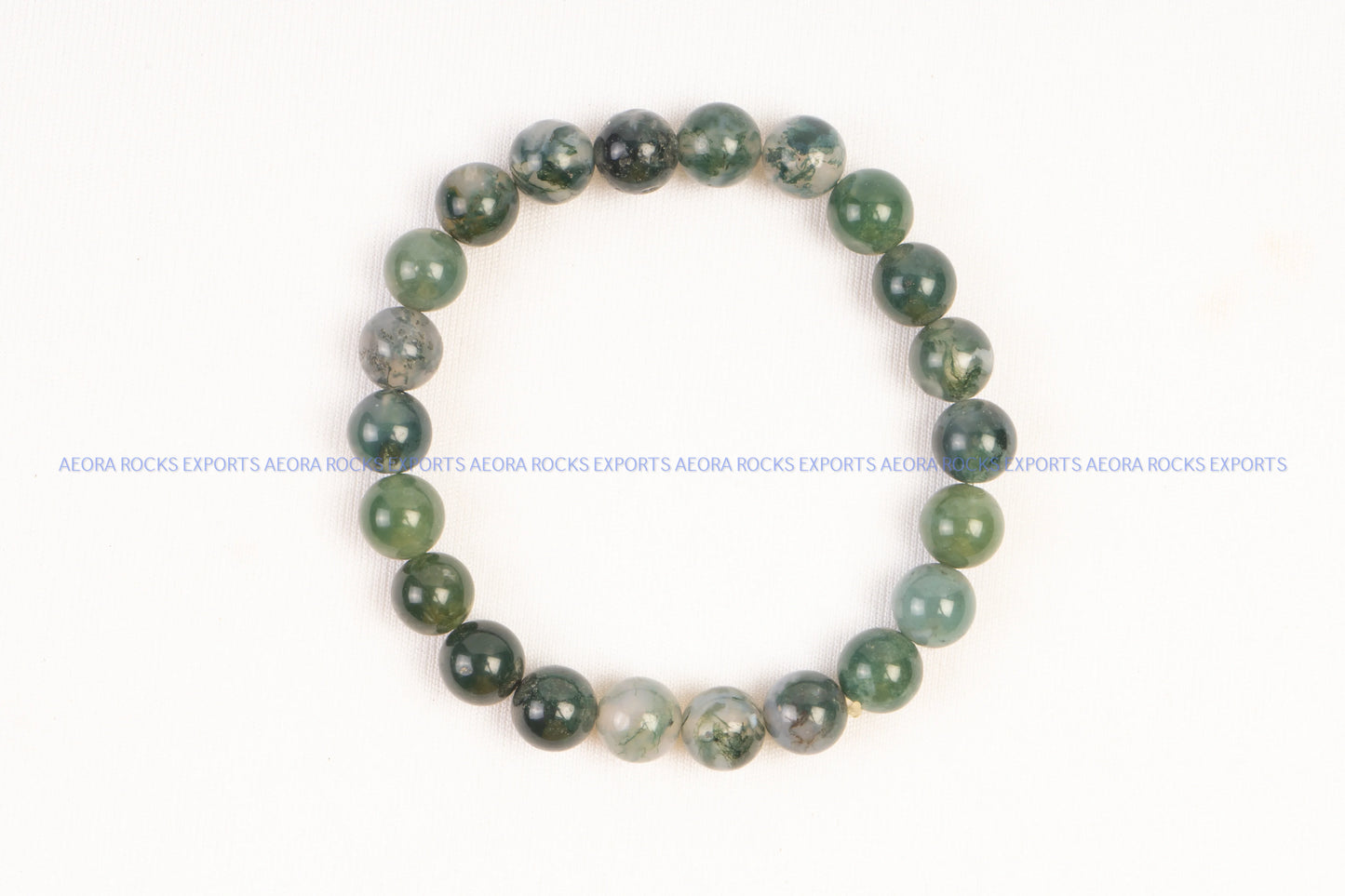 Moss Agate Bead Bracelet