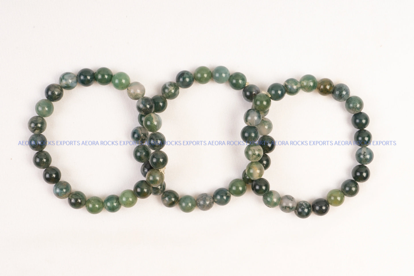 Moss Agate Bead Bracelet