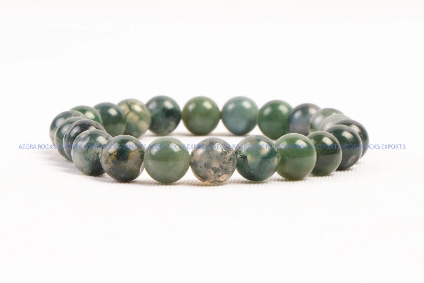 Moss Agate Bead Bracelet