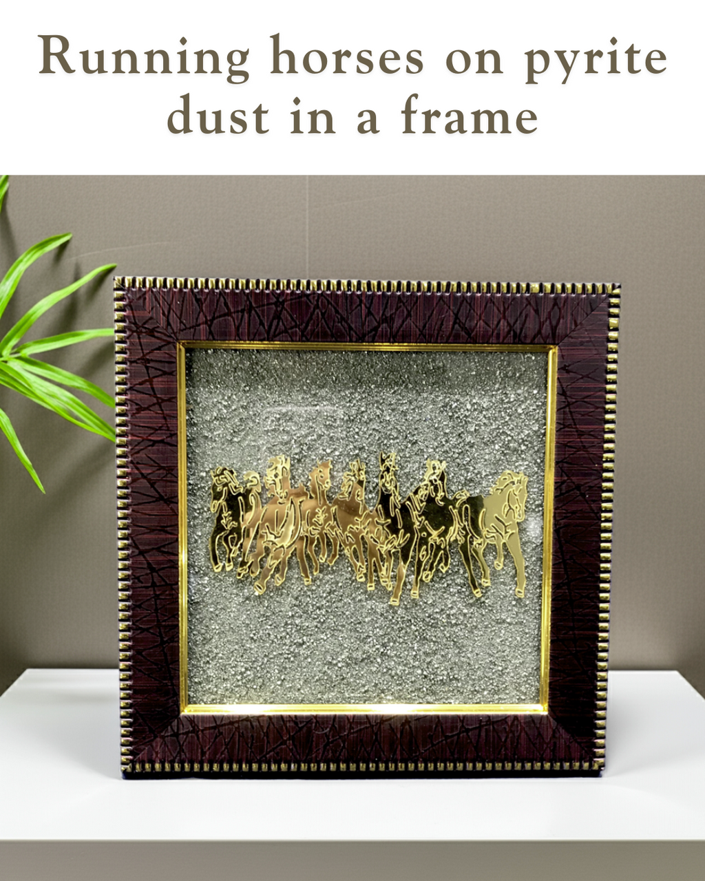 Running Horses on Pyrite dust in a frame - AEORA ROCKS INDIA -Healing Crystals superstore