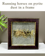 Running Horses on Pyrite dust in a frame - AEORA ROCKS INDIA -Healing Crystals superstore