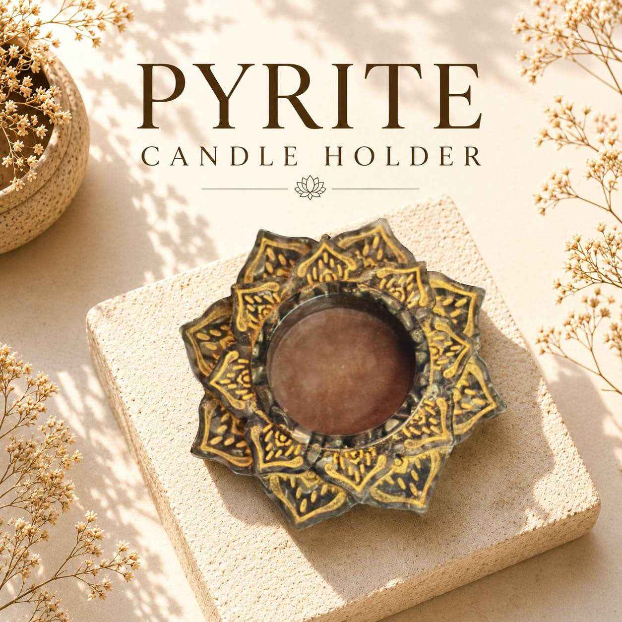 Pyrite Candle Holder