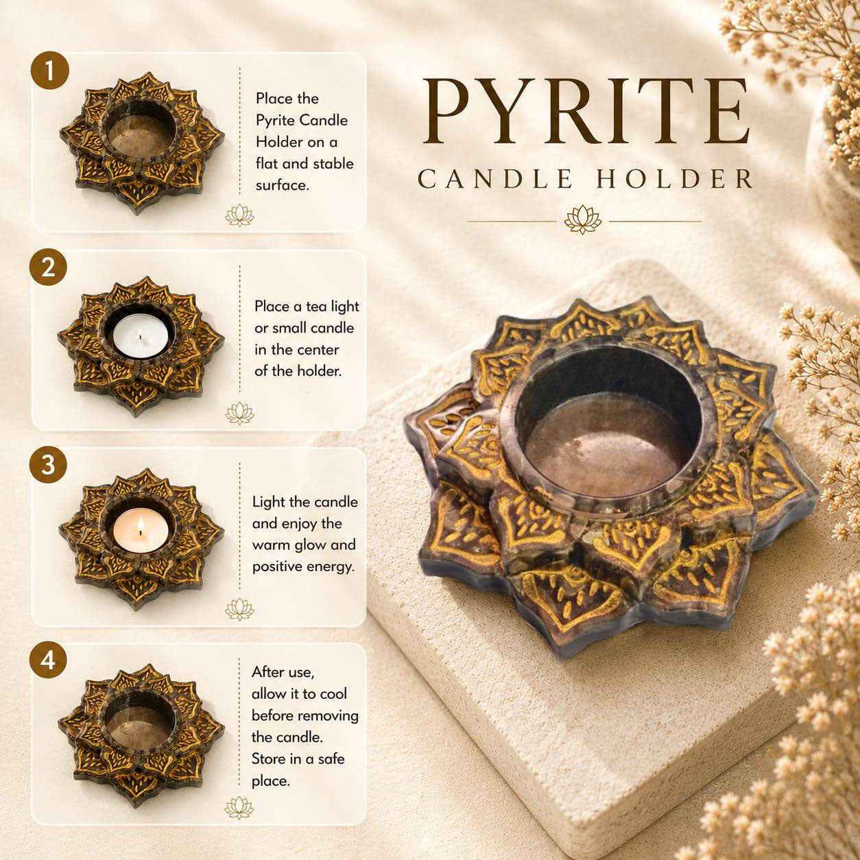 Pyrite Candle Holder