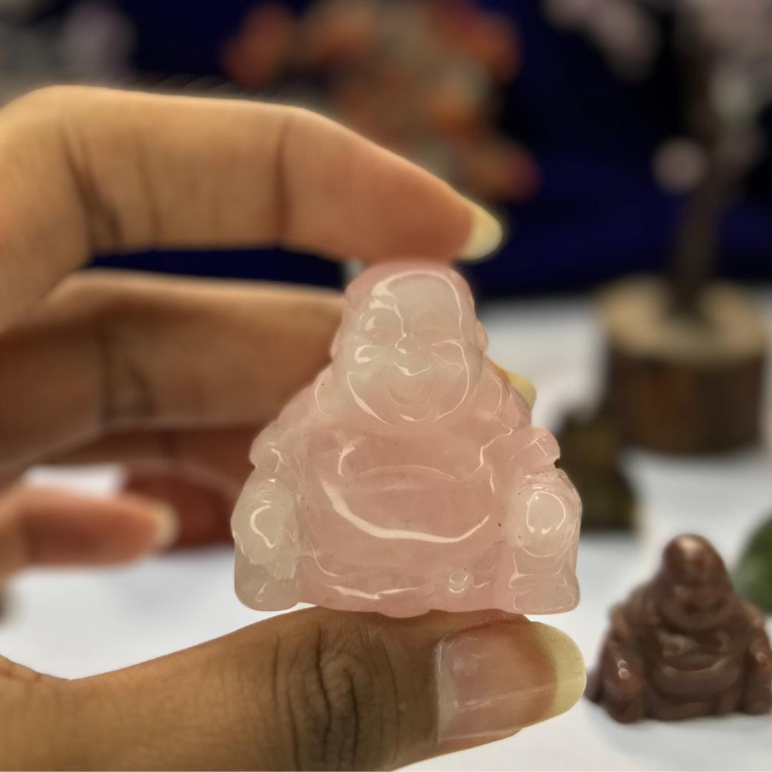 Rose Quartz Laughing Buddha