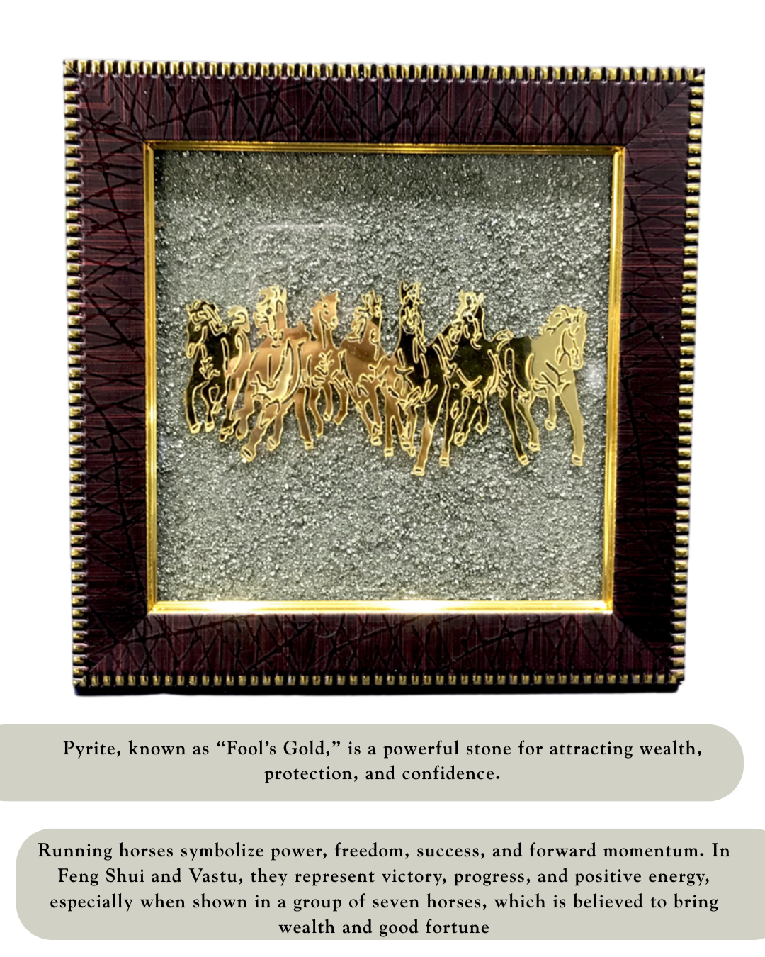Running Horses on Pyrite dust in a frame - AEORA ROCKS INDIA -Healing Crystals superstore