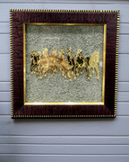 Running Horses on Pyrite dust in a frame - AEORA ROCKS INDIA -Healing Crystals superstore