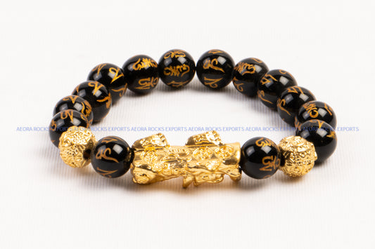 Black onyx with dragon bead bracelet in India