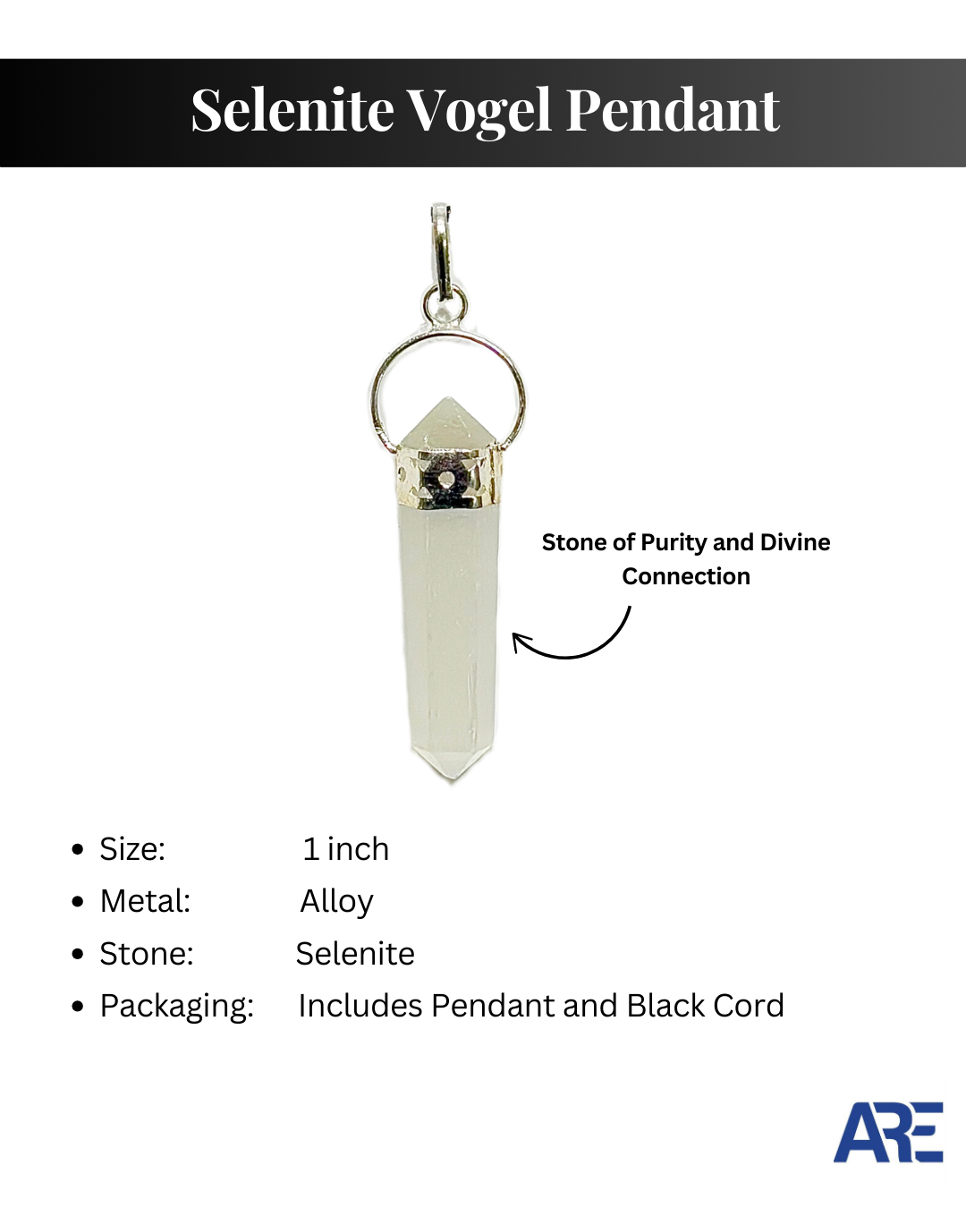 Selenite Vogel Pendant