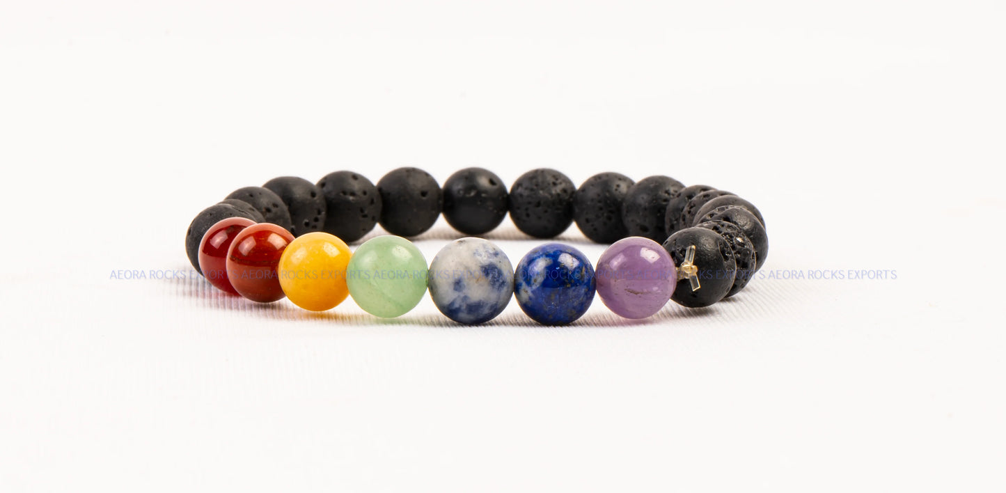 Seven Chakra with Lava Bead Bracelet