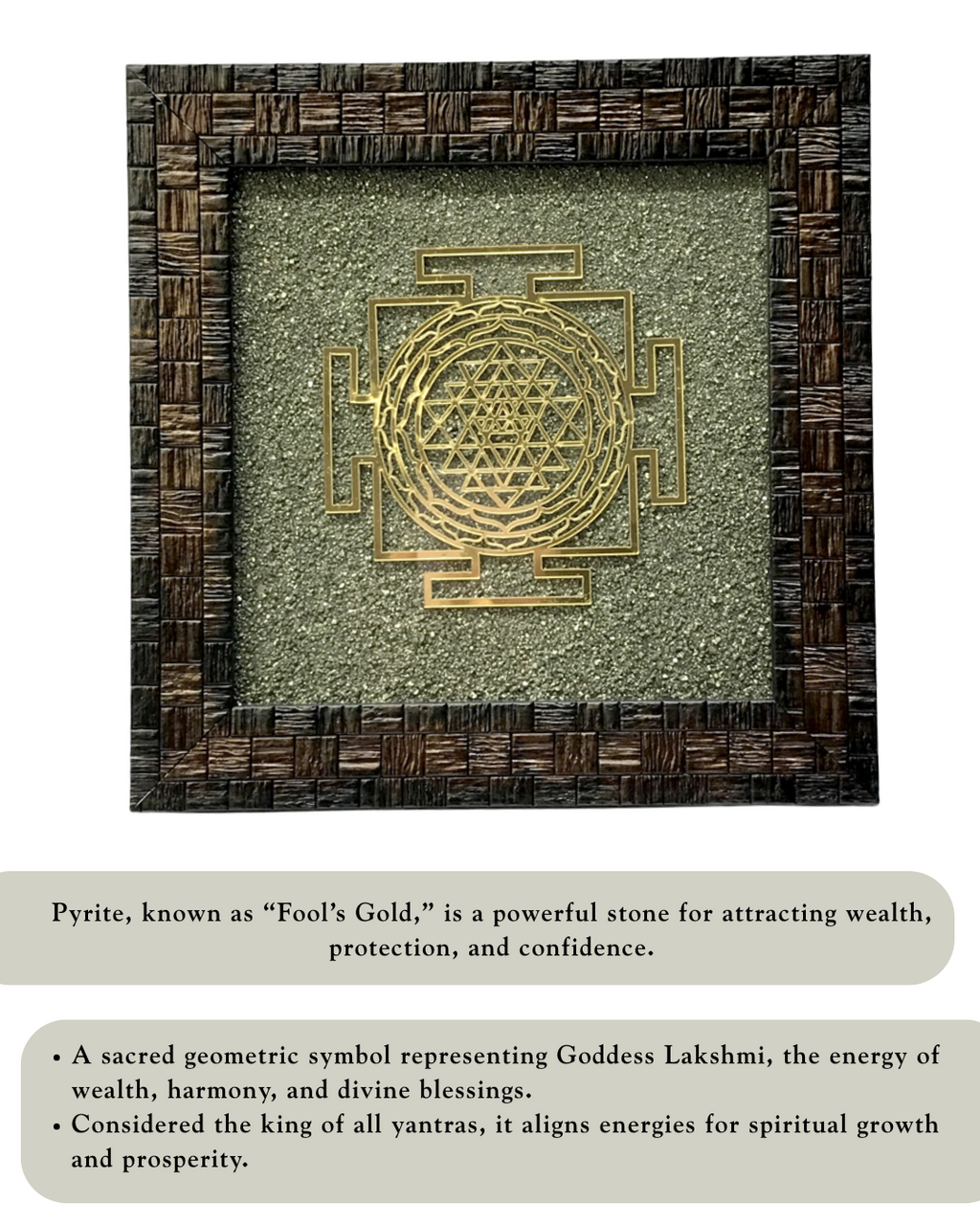 Shree Yantra on Pyrite dust in a frame - AEORA ROCKS INDIA -Healing Crystals superstore
