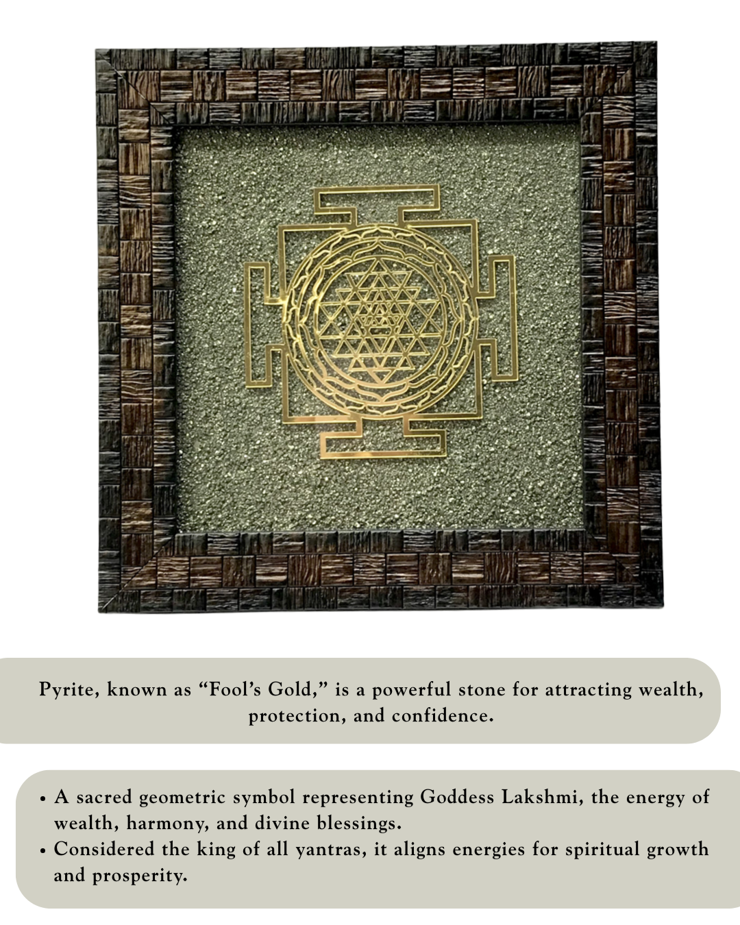 Shree Yantra on Pyrite dust in a frame - AEORA ROCKS INDIA -Healing Crystals superstore