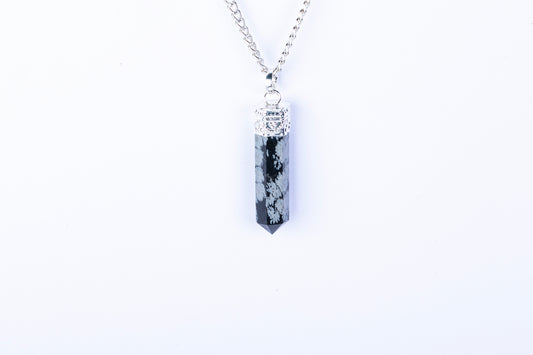 Snowflake Obsidian Single Point Pendant