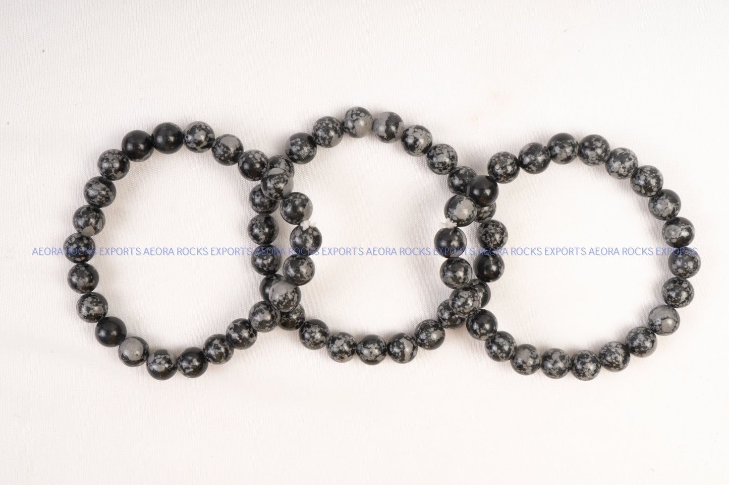 Snowflake Obsidian Bead Bracelet