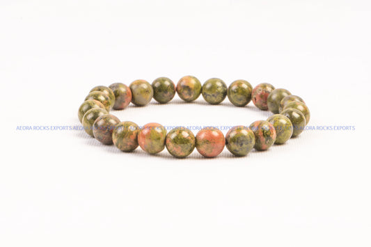 Unakite Bead Bracelet