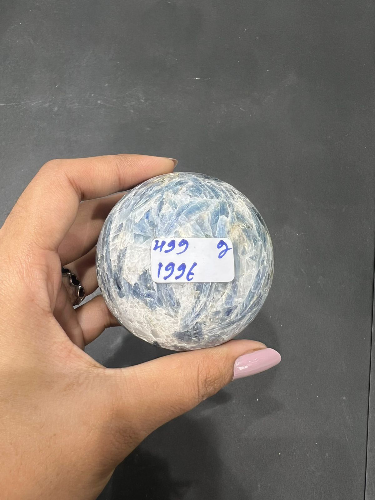 Blue kynite sphere 499g - AEORA ROCKS INDIA -Healing Crystals superstore