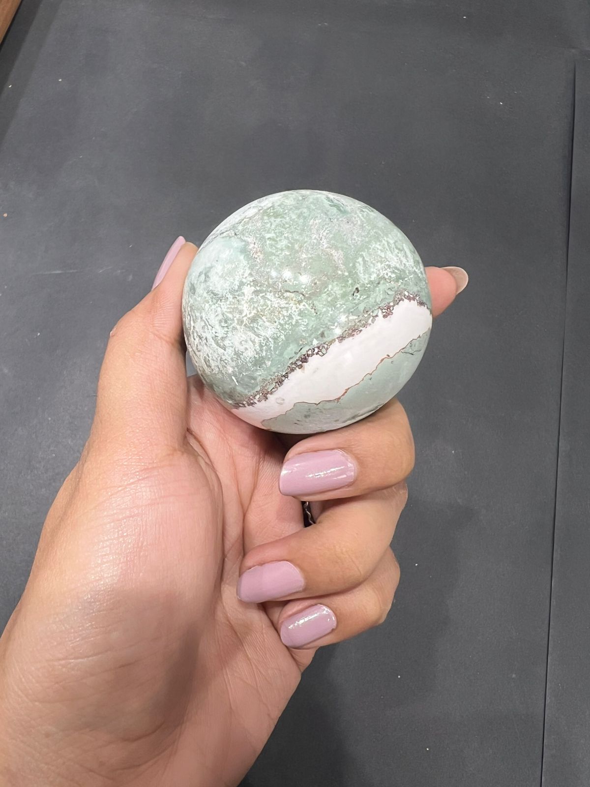 Green zebra sphere 182g - AEORA ROCKS INDIA -Healing Crystals superstore