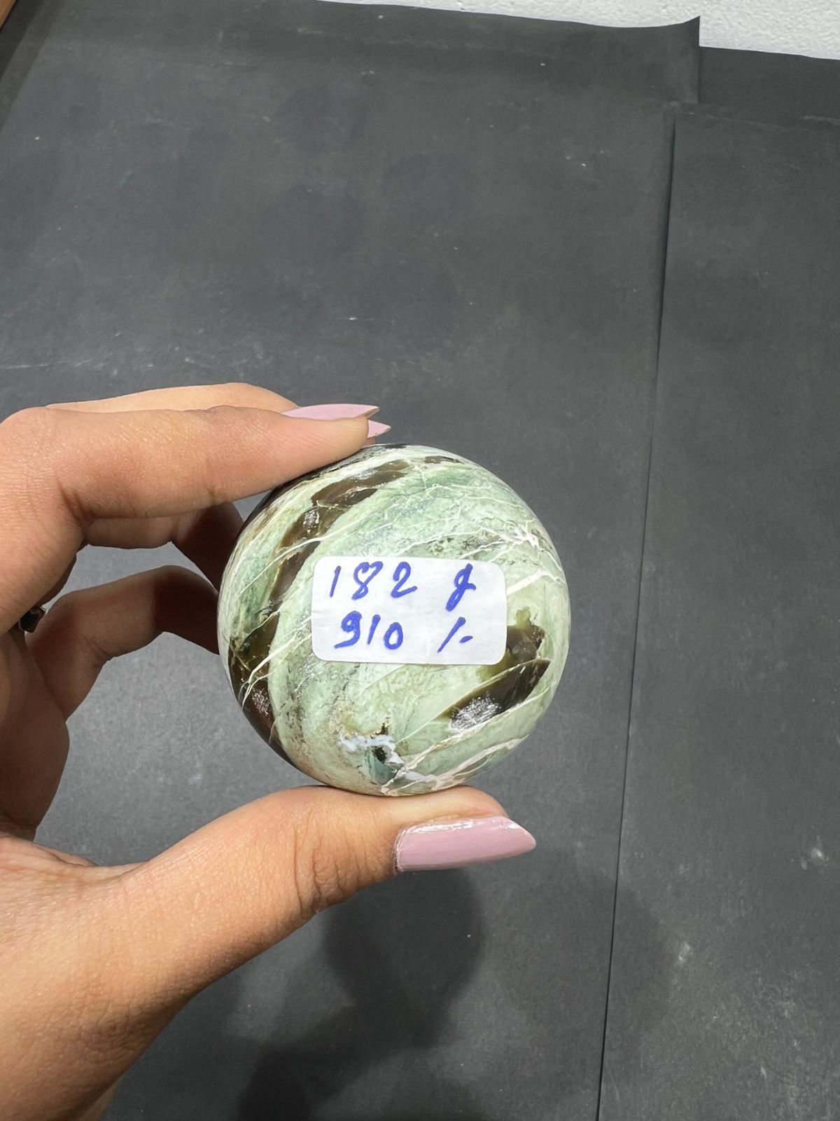Green Zebra sphere 182g - AEORA ROCKS INDIA -Healing Crystals superstore