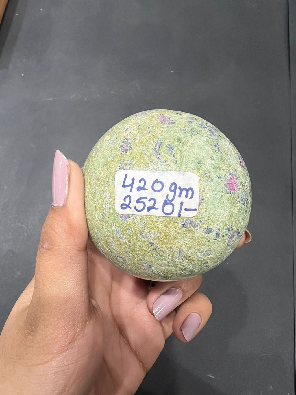 Ruby zoisite Sphere 420g - AEORA ROCKS INDIA -Healing Crystals superstore