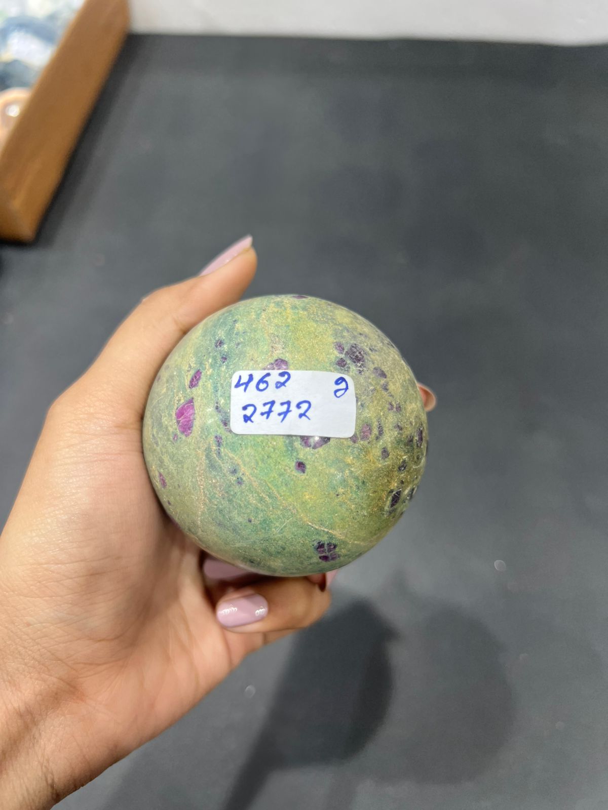 Ruby zoisite Sphere 462g - AEORA ROCKS INDIA -Healing Crystals superstore