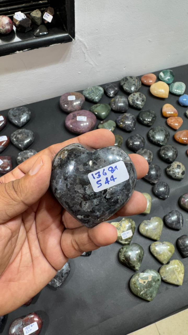 Larvikite Heart 136g - AEORA ROCKS INDIA -Healing Crystals superstore