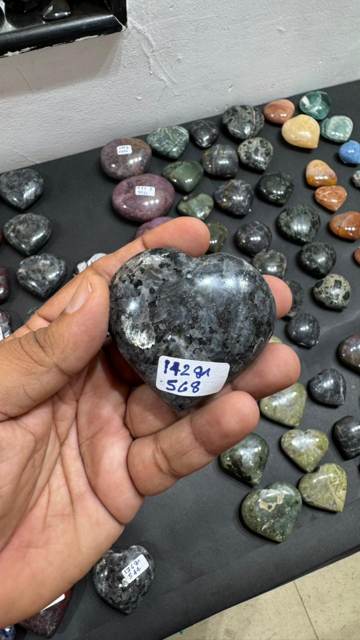 Larvikite Heart 152g - AEORA ROCKS INDIA -Healing Crystals superstore