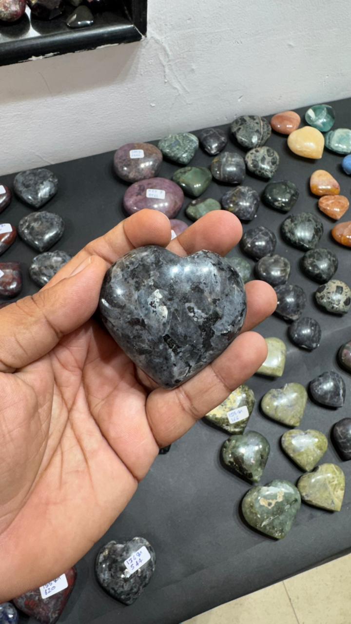 Larvikite Heart 152g - AEORA ROCKS INDIA -Healing Crystals superstore