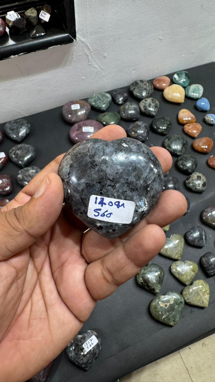 Larvikite Heart 140g - AEORA ROCKS INDIA -Healing Crystals superstore