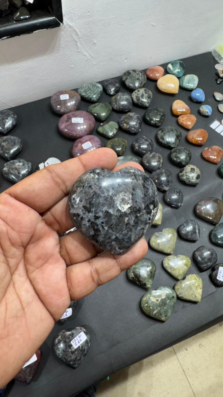 Larvikite Heart 140g - AEORA ROCKS INDIA -Healing Crystals superstore