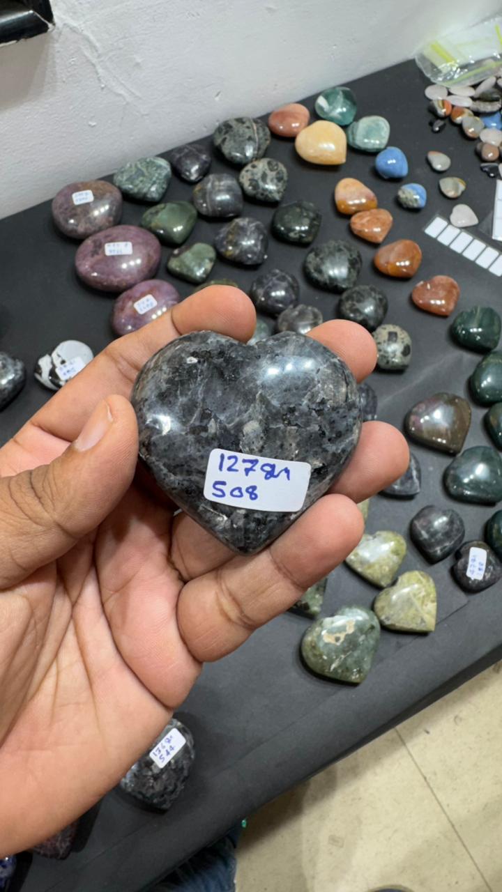 Larvikite Heart 127g - AEORA ROCKS INDIA -Healing Crystals superstore