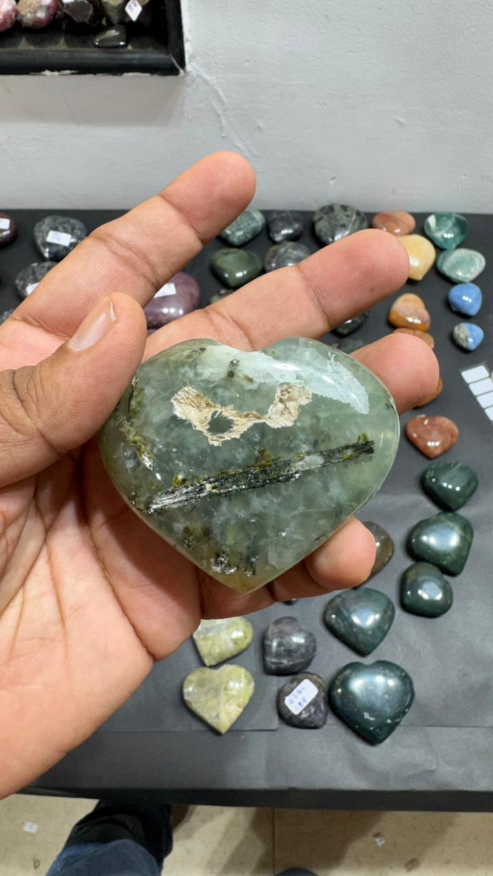 Prehnite Heart 158g - AEORA ROCKS INDIA -Healing Crystals superstore