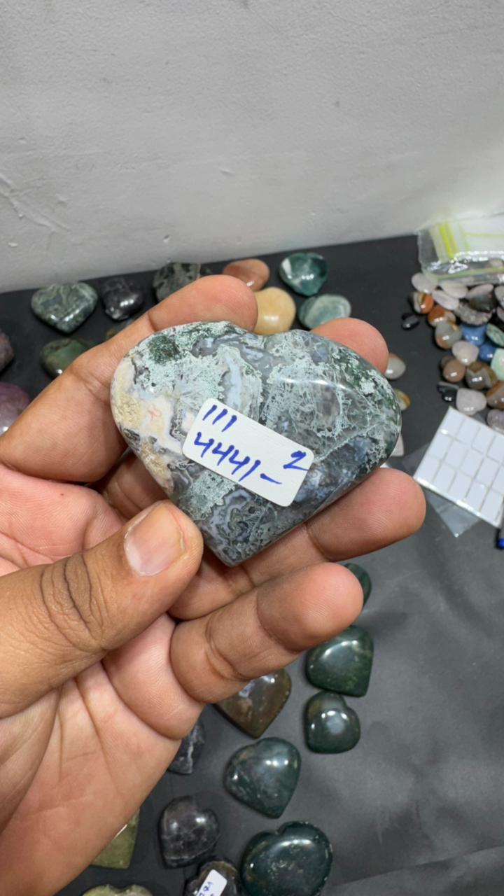 Moss Agate Heart 111g - AEORA ROCKS INDIA -Healing Crystals superstore