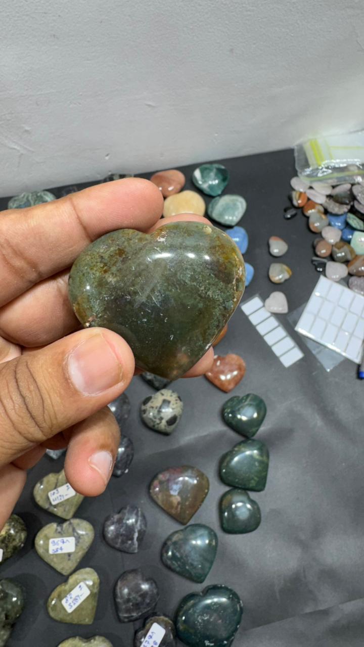 Moss Agate Heart 64g - AEORA ROCKS INDIA -Healing Crystals superstore