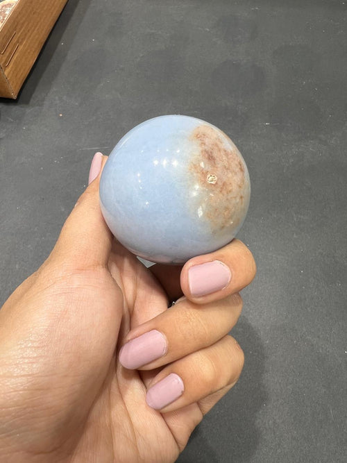 Angelite sphere 195g - AEORA ROCKS INDIA -Healing Crystals superstore