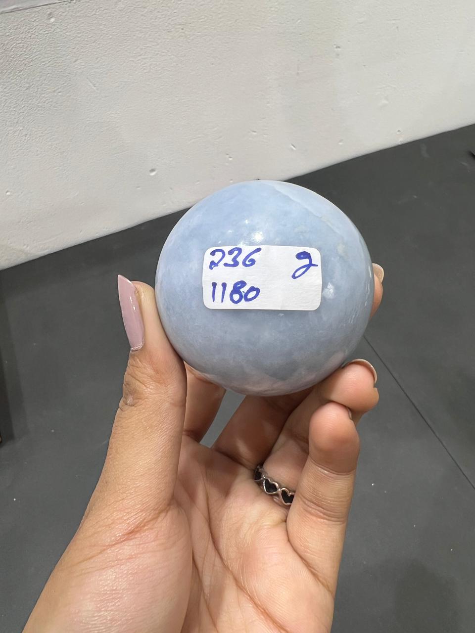 Angelite sphere 236g - AEORA ROCKS INDIA -Healing Crystals superstore