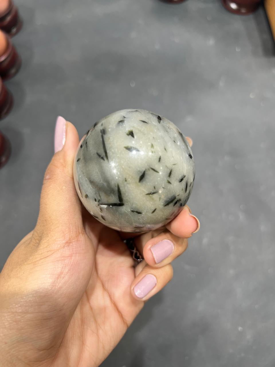 Green Tourmaline Quartz Sphere 290g