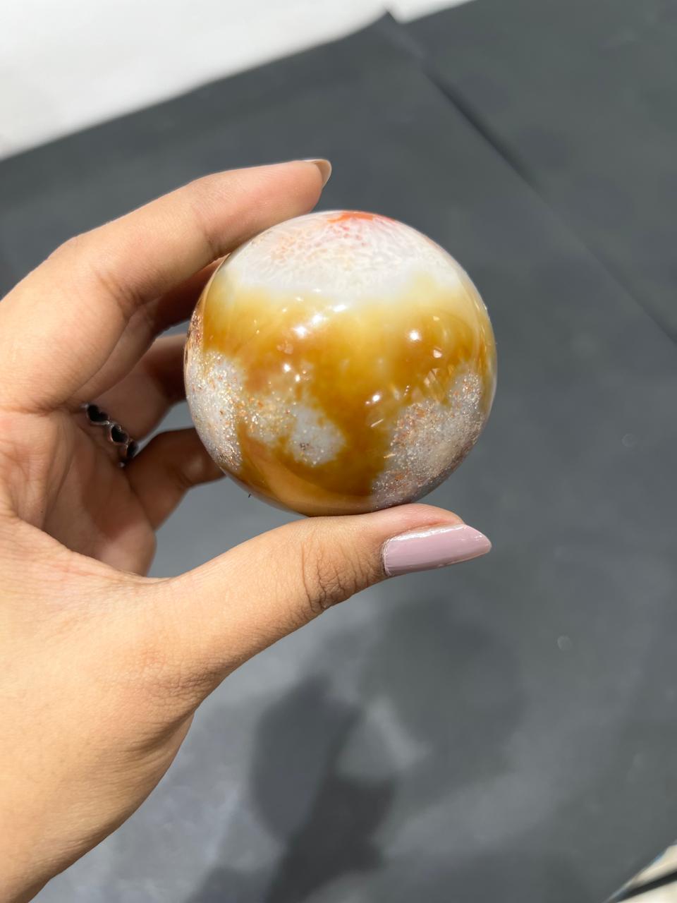 Carnelian Sphere 283g - AEORA ROCKS INDIA -Healing Crystals superstore
