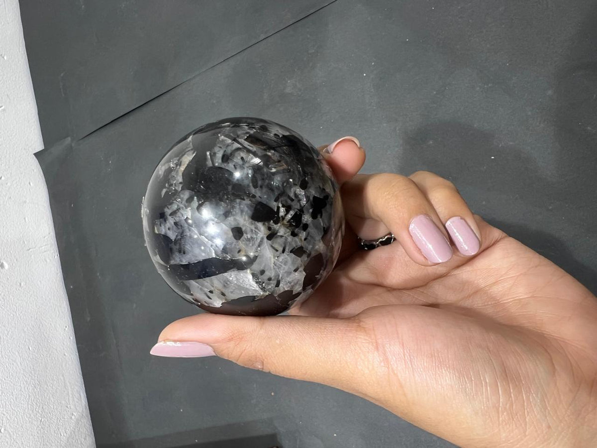 Tourmaline Quatrz sphere 354g - AEORA ROCKS INDIA -Healing Crystals superstore